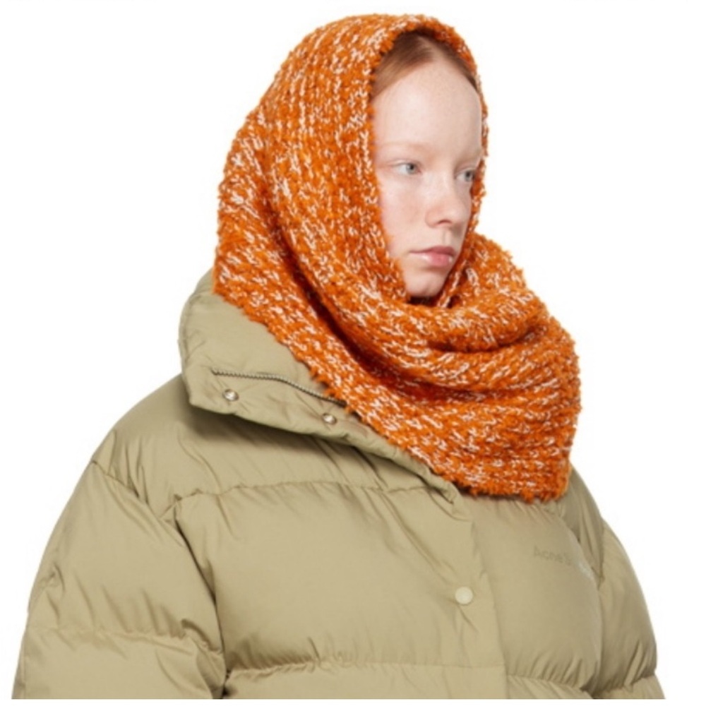 acne studios Orange & White Tufted Scarf